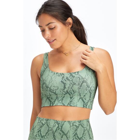 Fabletics Sports Bra Women SIZE Small Green Pink Harlyn Midi Medium Impact - Picture 3 of 10